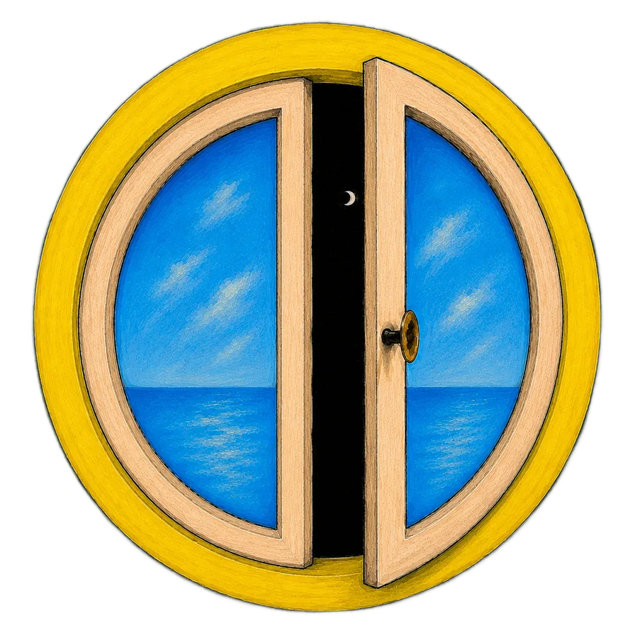 Round window artwork used as the site emblem